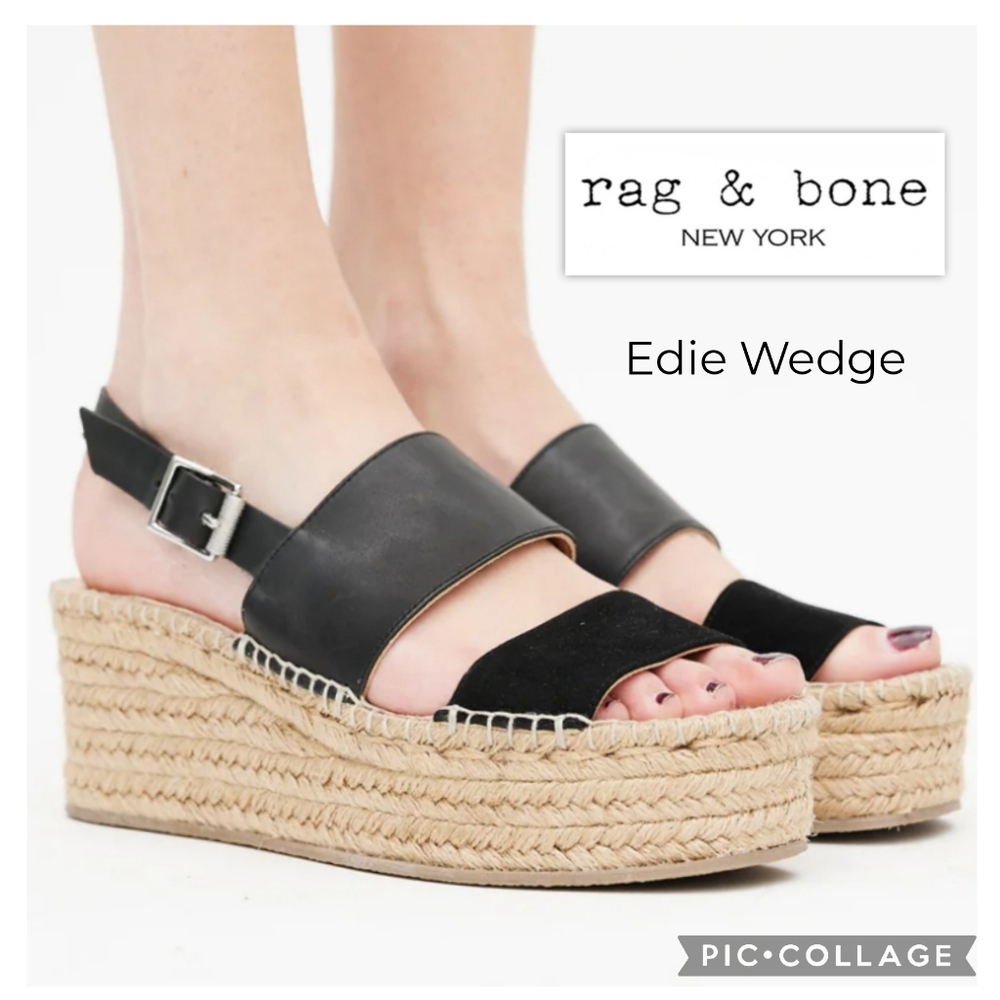 NEW Rag & Bone Edie Wedge in Black EU Size 39 / US Size 9 1153